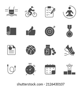 Fittness icons set . Fittness pack symbol vector elements for infographic web