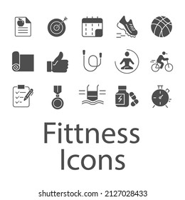 Fittness icons set . Fittness pack symbol vector elements for infographic web
