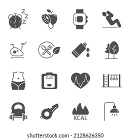 Fittness icons set . Fittness pack symbol vector elements for infographic web