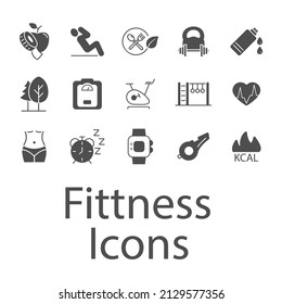 Fittness icons set . Fittness pack symbol vector elements for infographic web