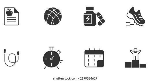 Fittness icons set .  Fittness pack symbol vector elements for infographic web