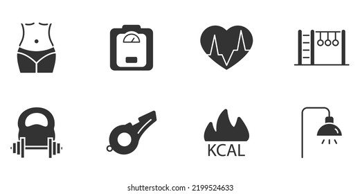 Fittness icons set .  Fittness pack symbol vector elements for infographic web