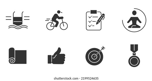 Fittness icons set .  Fittness pack symbol vector elements for infographic web