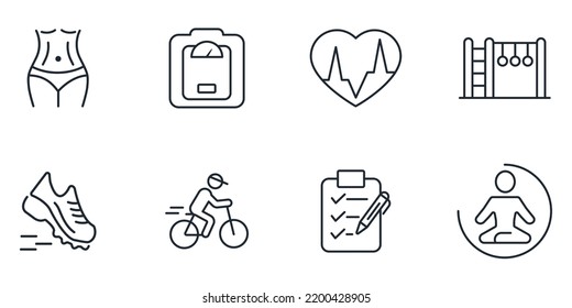 Fittness icons set .  Fittness pack symbol vector elements for infographic web