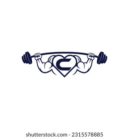 Fittness logo love alfabet concept