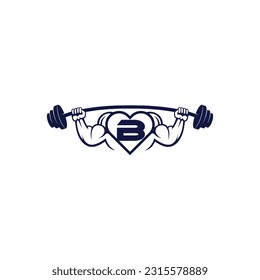 Fittness logo love alfabet concept