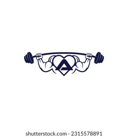 Fittness logo love alfabet concept