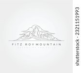 fitz roy mountain line art logo vector symbol illustration design, mountain scenic vector design