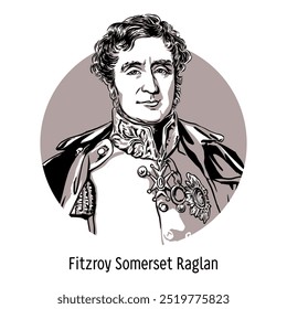 Fitzroy Somerset Raglan - líder militar britânico, marechal de campo. Ilustração de vetor desenhada à mão