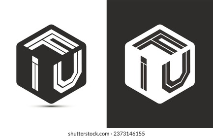 FIU letter logo design with illustrator cube logo, vector logo modern alphabet font overlap style. Premium Business logo icon. White color on black background