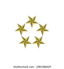 Five 3D golden star logo design vector