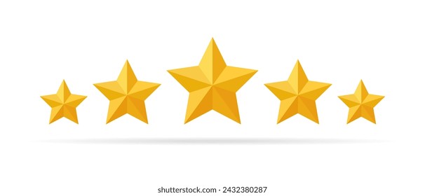 Five 3d star icon in trendy style. Customer satisfaction feedback vector