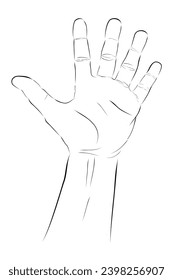 five 5 gesture simple vector hand draw sketch doodle man hand
