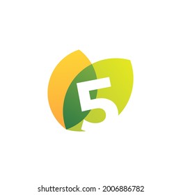 cinco 5 números hoja solapada color logotipo gráfico icono vectorial