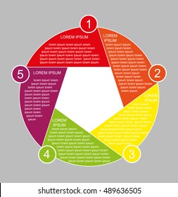 Five, 5 Options Info Graphic Circle. 5 Sectors Info Chart.Vector Illustration