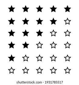 Five (5) Star Sign. Star Rating Icon Symbol for Pictogram, Apps, Website or Graphic Design Element. Vector Illustration