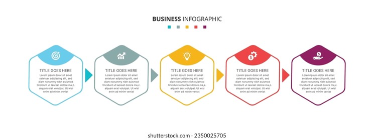 Five 5 Steps Options Arrow Business Infographic Template Design	