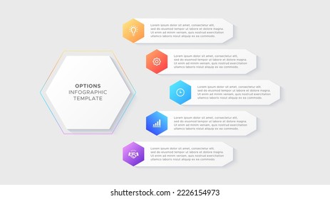 Cinco opciones de 5 pasos Plantilla de diseño moderna de Infografía empresarial