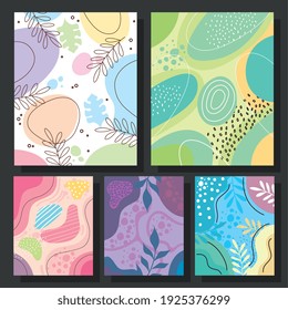 five abstracs organics set shapes backgrounds vector illustration design