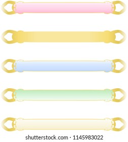 Five abstract colour banners with Golden metallic border vector