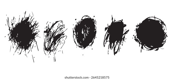 Five Abstract Ink Blots HighResolution Black and White Texture Pack.