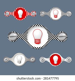 Five abstract objects with pattern and bulb
