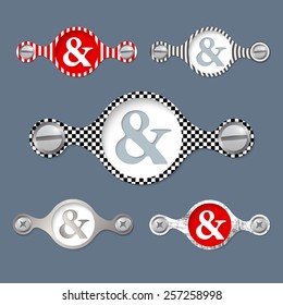 five abstract objects with pattern and with screws