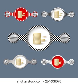 five abstract objects with pattern and with screws