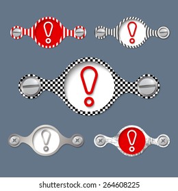 five abstract objects with pattern and screws