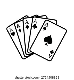 Cinco Aces Jogando Cartas Fan Silhueta jogo