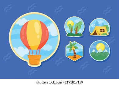 five adventure badges set icons