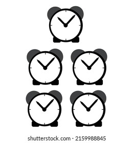five alarm clock. on white background