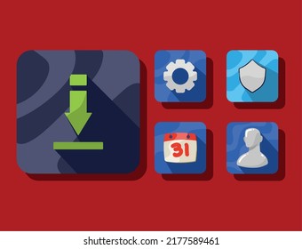 five applications menu buttons icons