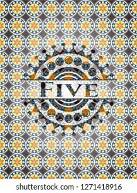 Five arabic emblem. Arabesque decoration.