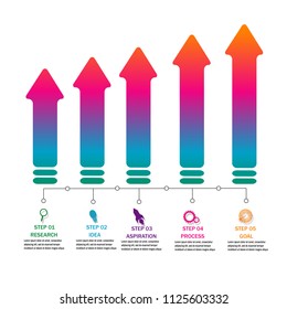 Five ARROW data chart template Web Modern creative element infographic,data timeline,template,element.diagram.chart data.workflow.marketing.processes option.isolated on white background.vector
