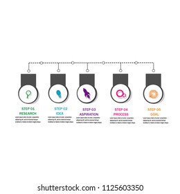 Five ARROW data chart template Web Modern creative element infographic,data timeline,template,element.diagram.chart data.workflow.marketing.processes option.isolated on white background.vector