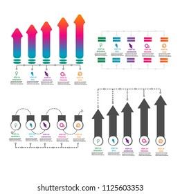 Five ARROW data chart template Web Modern creative element infographic,data timeline,template,element.diagram.chart data.workflow.marketing.processes option.isolated on white background.vector