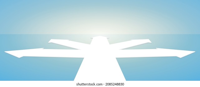 five arrow way intersection illustration vector