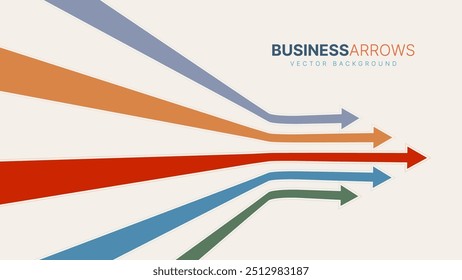 Five Arrows Moving Right Vintage Colors. Abstract Financial Chart with Uptrend Line Arrows Graph Go Up. Growth Business Revenue Invest Concept. Vector Illustration.