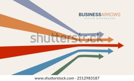 Five Arrows Moving Right Vintage Colors. Abstract Financial Chart with Uptrend Line Arrows Graph Go Up. Growth Business Revenue Invest Concept. Vector Illustration.