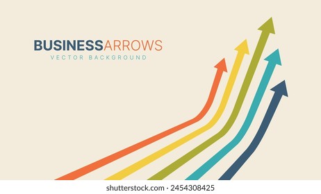 Five Arrows Moving Up Vintage Colors. Abstract Financial Chart with Uptrend Line Arrows Graph Go Up. Growth Business Revenue Invest Concept. Vector Illustration.