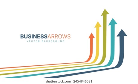 Five Arrows Moving Up Vintage Colors. Abstract Financial Chart with Uptrend Line Arrows Graph Go Up. Growth Business Revenue Invest Concept. Vector Illustration.