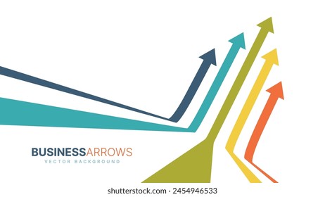 Five Arrows Moving Up Vintage Colors. Abstract Financial Chart with Uptrend Line Arrows Graph Go Up. Growth Business Revenue Invest Concept. Vector Illustration.