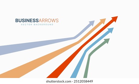 Five Arrows Moving Up Vintage Colors. Abstract Financial Chart with Uptrend Line Arrows Graph Go Up. Growth Business Revenue Invest Concept. Vector Illustration.