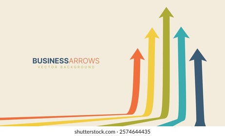 Five Arrows Moving Up Vintage Colors. Abstract Financial Chart with Uptrend Line Arrows Graph Go Up. Growth Business Revenue Invest Concept. Vector Illustration.