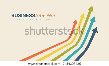 Five Arrows Moving Up Vintage Colors. Abstract Financial Chart with Uptrend Line Arrows Graph Go Up. Growth Business Revenue Invest Concept. Vector Illustration.