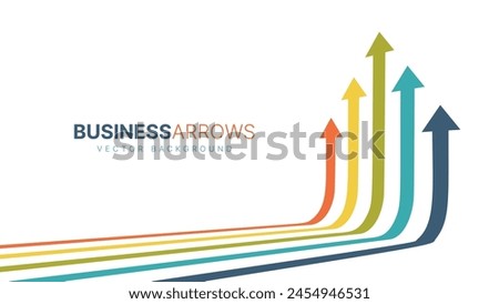 Five Arrows Moving Up Vintage Colors. Abstract Financial Chart with Uptrend Line Arrows Graph Go Up. Growth Business Revenue Invest Concept. Vector Illustration.