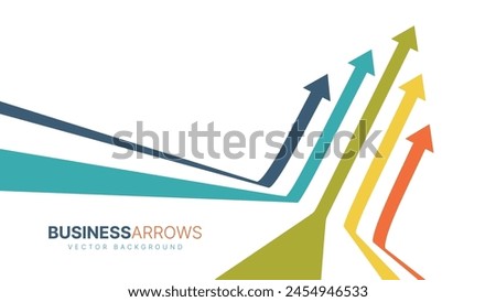 Five Arrows Moving Up Vintage Colors. Abstract Financial Chart with Uptrend Line Arrows Graph Go Up. Growth Business Revenue Invest Concept. Vector Illustration.