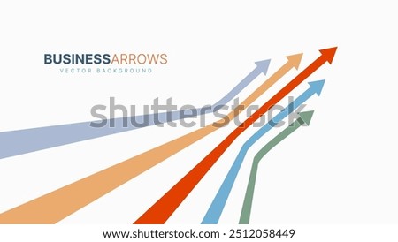 Five Arrows Moving Up Vintage Colors. Abstract Financial Chart with Uptrend Line Arrows Graph Go Up. Growth Business Revenue Invest Concept. Vector Illustration.