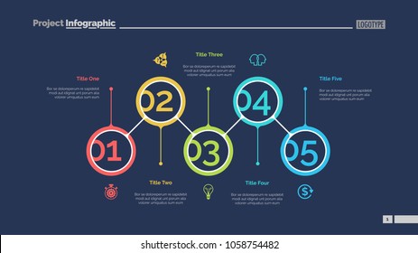 Five aspects of business slide template. Business data. Graph, diagram. Creative concept for infographic, templates, presentation, report. Can be used for topics like structure, marketing, project